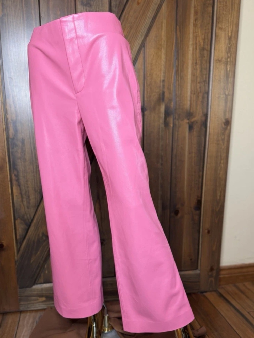 Alice + Olivia Hot Pink Leather Flare Pants